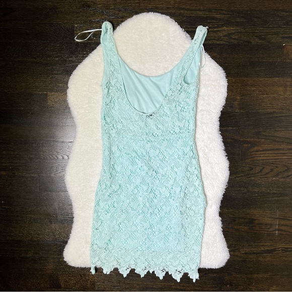 Zara Light Blue Lace Bodycon Mini Dress Small - Picture 8 of 14